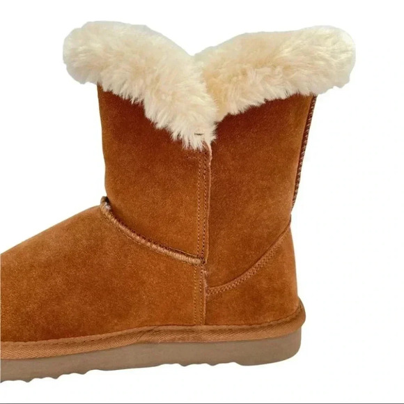 Style & Co Tiny2 Tan Suede Leather Faux Fur Womens Ankle Boots Size 6M - Picture 9 of 13